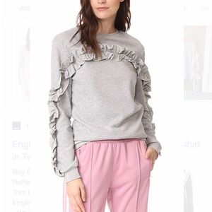 English factory ruffle crew neck sweatshirt